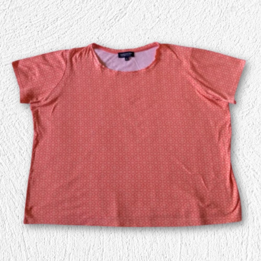 Jones New York Signature Orange Geometric Shirt